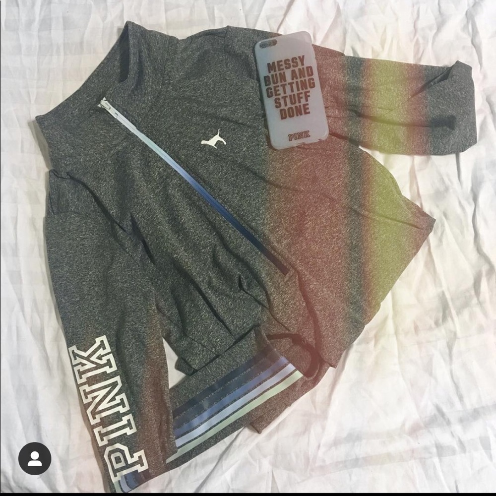 EUC VS PINK ULTIMATE half 1/2 zip fleece XS OMBRE